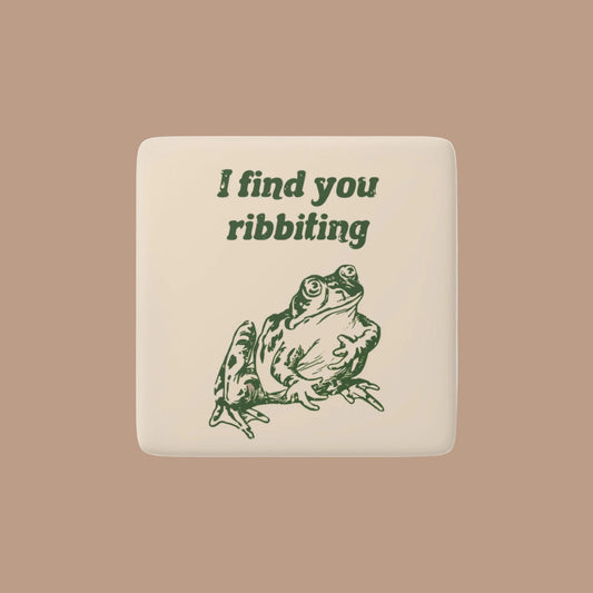 Vintage Toad "I find you ribbiting" Porcelain Magnet