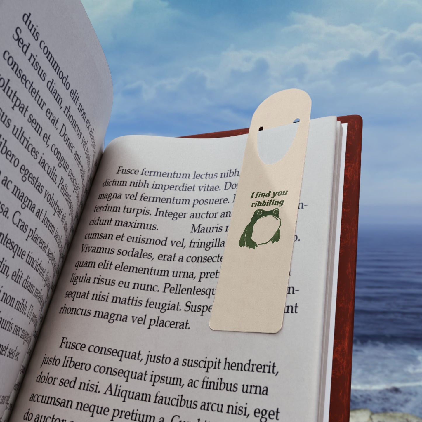 "I find you ribbiting" Japanese Frog Metal Bookmark