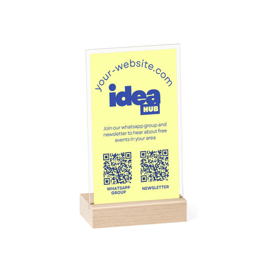 Personalized Business Acrylic Sign Stand | 2 QR Codes | Custom Design
