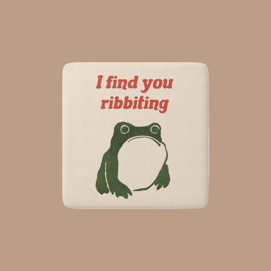 I Find You Ribbiting Matsumoto Hoji frog Porcelain Square Magnet | (Red, Green)