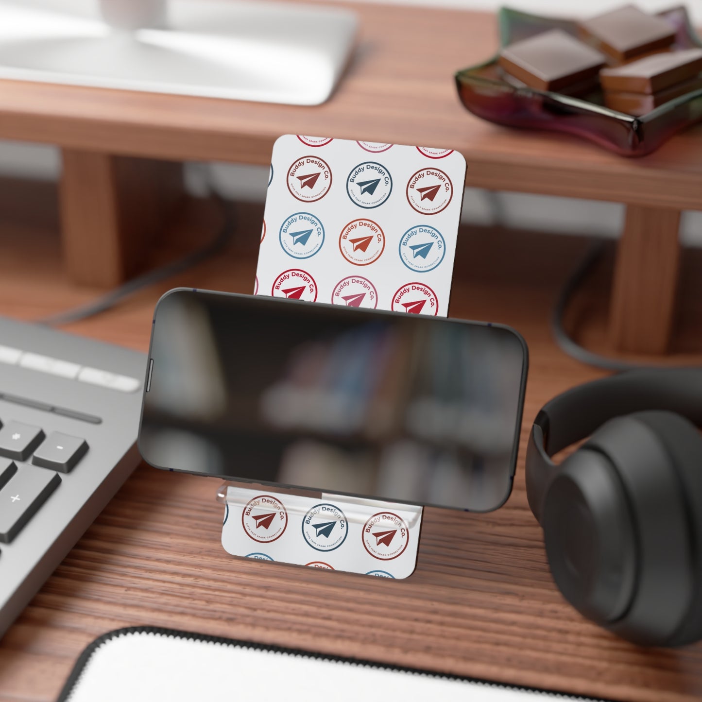 Mobile Display Stand | Logo Pattern Design | Branded Staff Gift & Corporate Holiday Giveaway