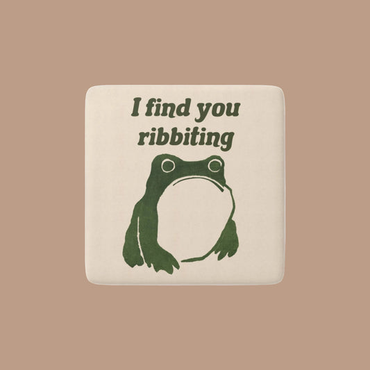 "I Find You Ribbiting" Matsumoto Hoji Frog Porcelain Square Magnet