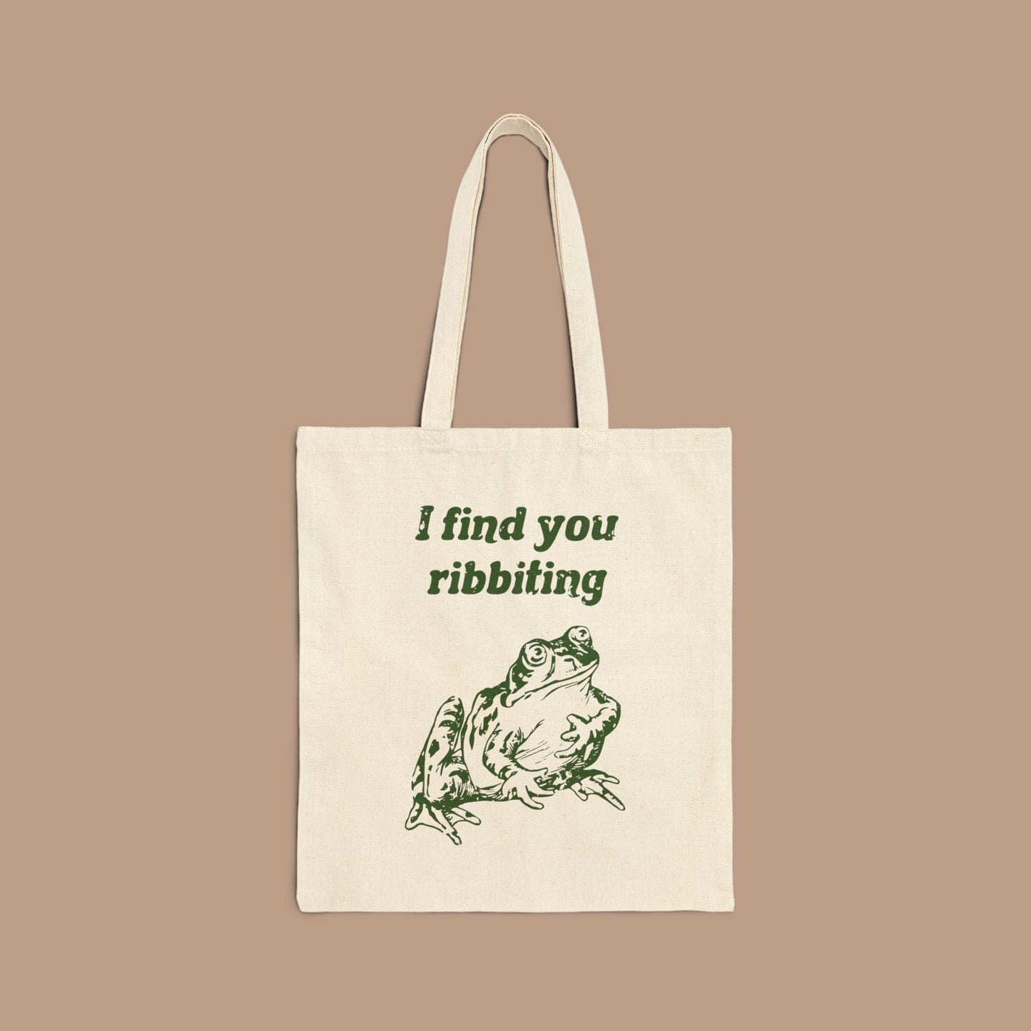 I Find You Ribbiting Frog Tote Bag | Cute Frog Illustration, Pun Tote