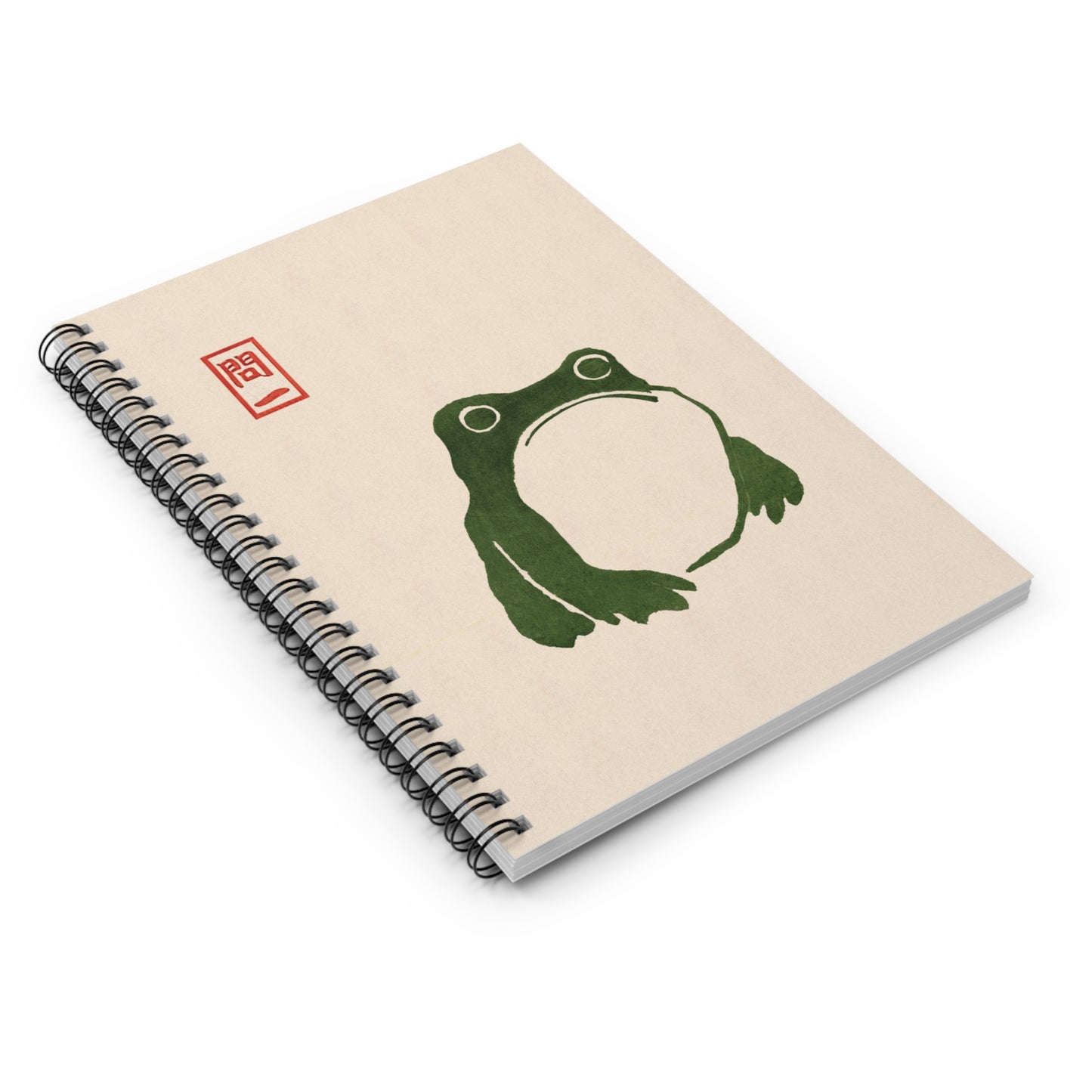 Japanese Frog Ruled Line Spiral Notebook Matsumoto Hoji Inspired Art Minimalist Ink Illustration Journal for Writers and Artists
