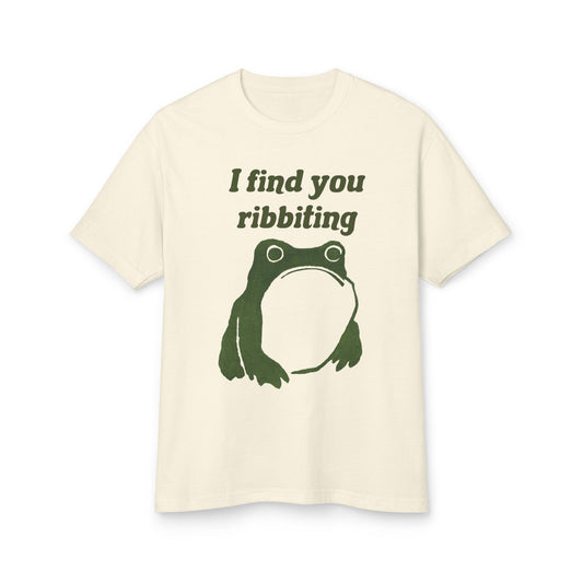 I Find You Ribbiting Frog T-Shirt | Funny Pun Graphic Tee | Matsumoto Hoji Inspired Frog Shirt | Heavyweight Cotton | Animal Humor Gift