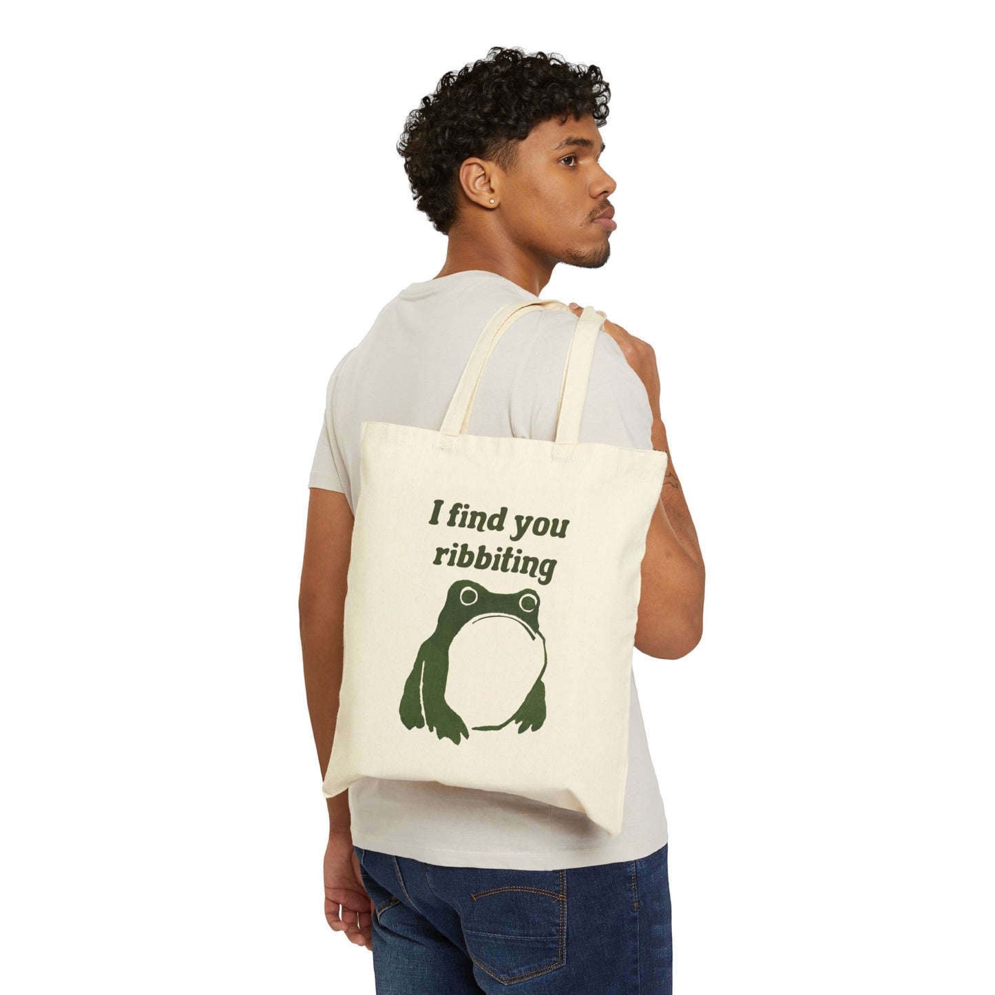 I Find You Ribbiting Frog Tote Bag | Wabi Sabi Illustration, Matsumoto Hoji Style