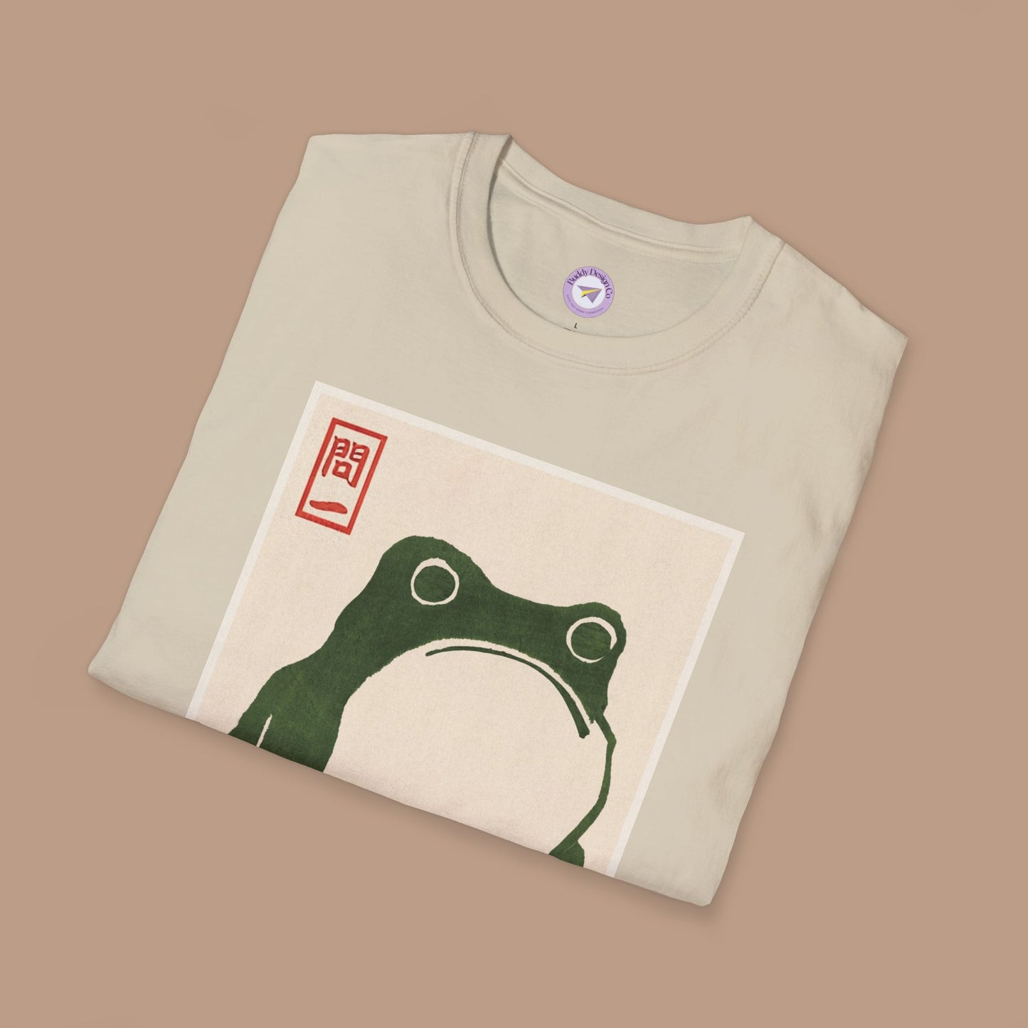 Unimpressed Frog Cotton Shirt- Japanese Matsumoto Hoji Frog, Vintage Style Art Shirt, Grumpy Toad, Wabi Sabi Shirt