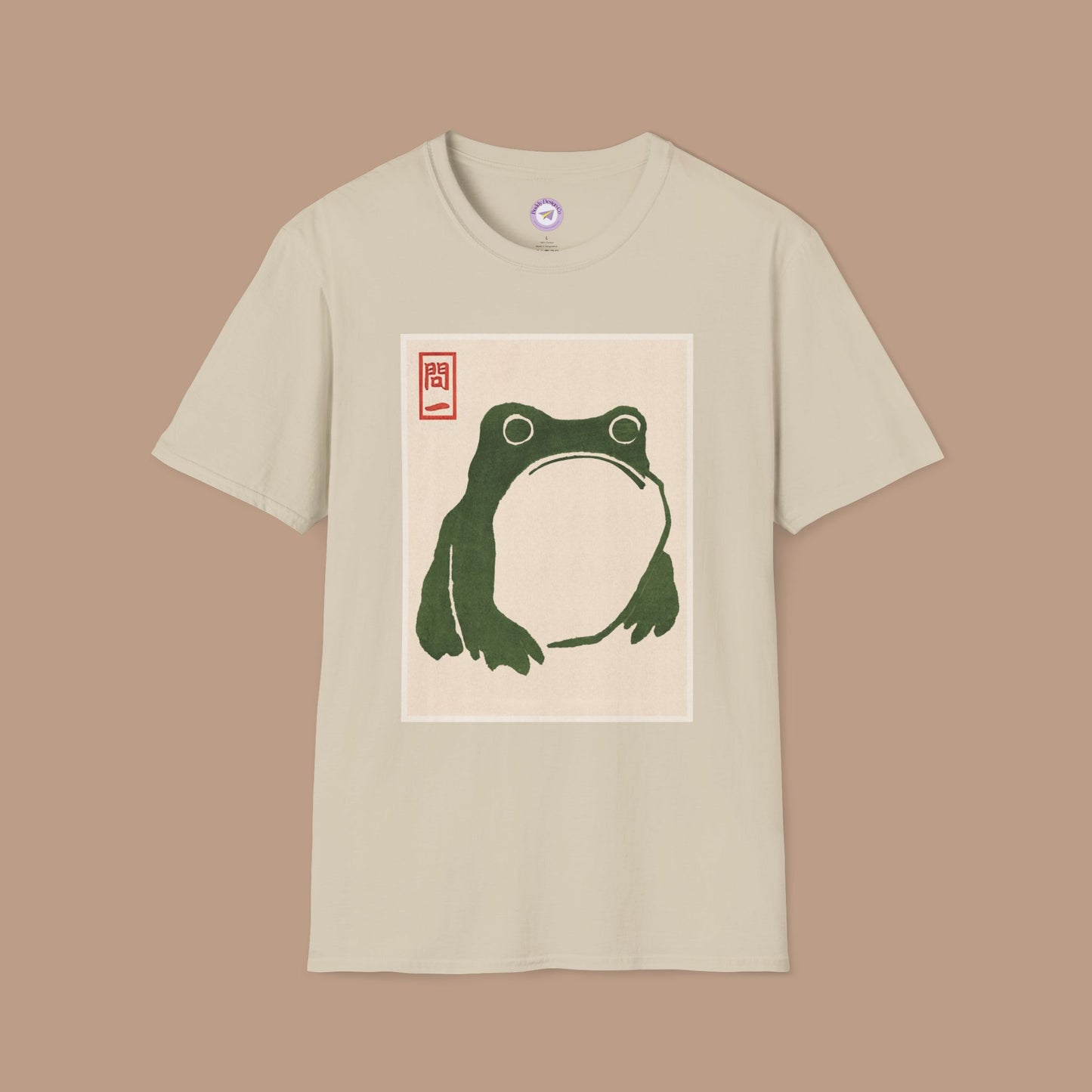 Unimpressed Frog Cotton Shirt- Japanese Matsumoto Hoji Frog, Vintage Style Art Shirt, Grumpy Toad, Wabi Sabi Shirt