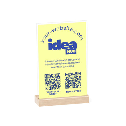 Personalized Business Acrylic Sign Stand | 2 QR Codes | Custom Design