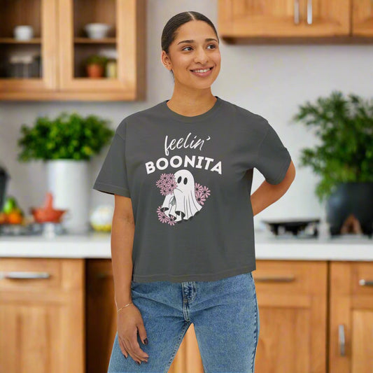 Feelin Boonita Women's Boxy Tee | Funny Ghost Shirt| Retro Ghost| TikTok Meme Vibes