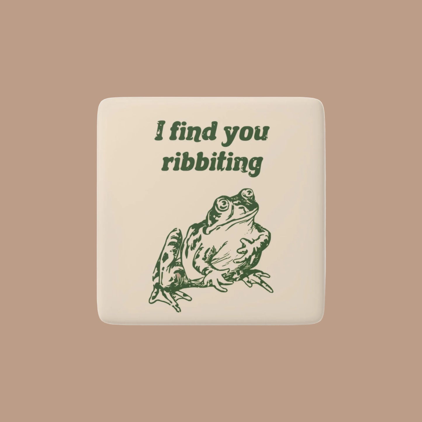 Vintage Toad "I find you ribbiting" Porcelain Magnet