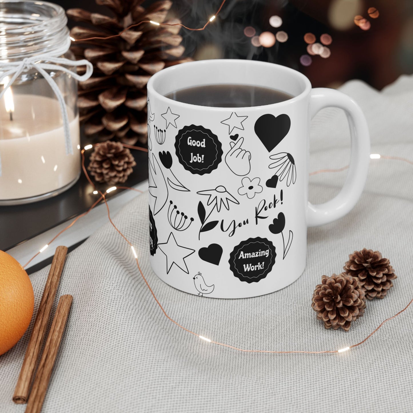 Motivational Doodle Mug, Daily Affirmations Mug, Positivity Mug, Gift For Best Friend, Motivational Mug, Gift For Mom, Gift For Her, Birthday Gift For Best Friend