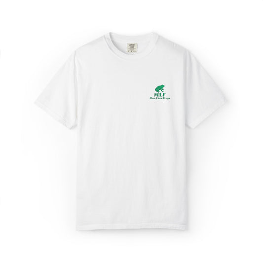 Embroidered MILF Shirt | "Man I Love Frogs"  Tee, Subtle Funny Shirt with Green Accent, Minimalist Humor T-Shirt | Comfort Colors