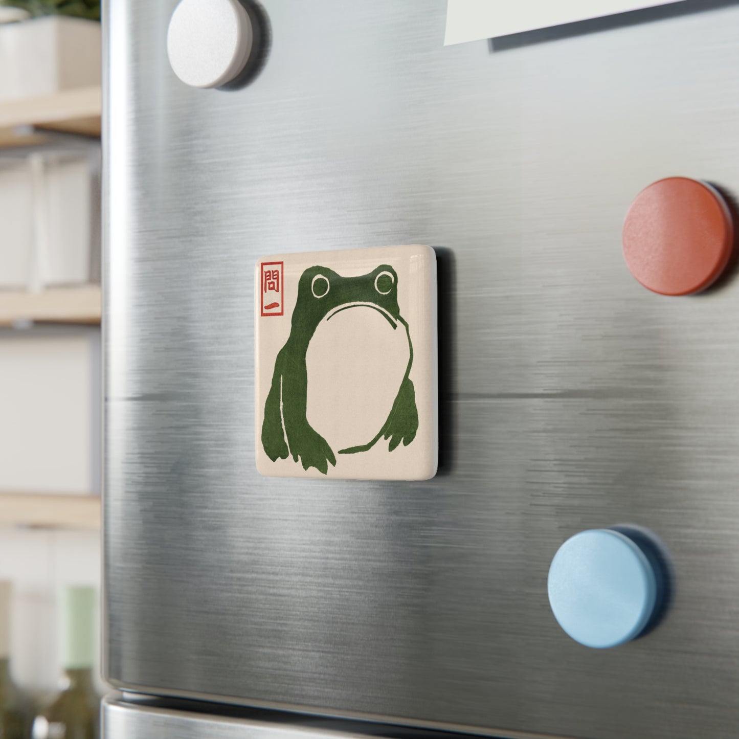 Japanese Matsumoto Hoji Frog Porcelain Magnet, Unique Frog Art Gift Under 20 Dollars, japanese magnet, anime gift, Frog art, Wabi Sabi