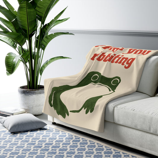 "I Find You Ribbiting" Matsumoto Hoji Frog Sherpa Fleece Blanket