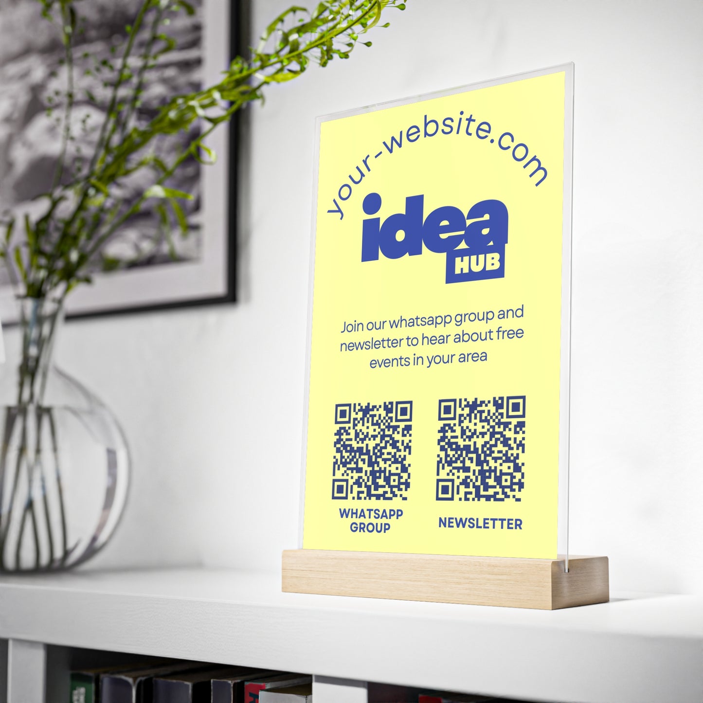 Personalized Business Acrylic Sign Stand | 2 QR Codes | Custom Design