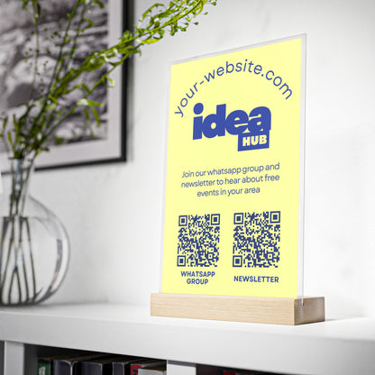Personalized Business Acrylic Sign Stand | 2 QR Codes | Custom Design