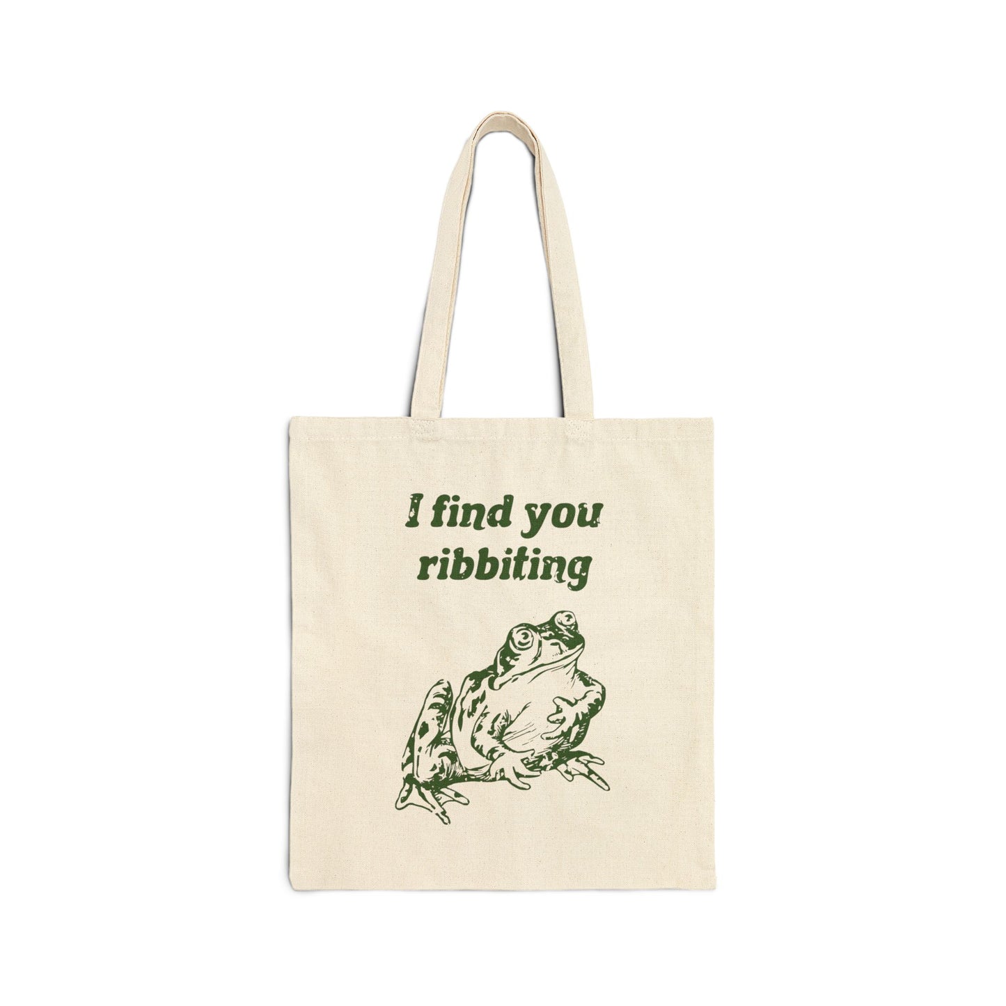 I Find You Ribbiting Frog Tote Bag | Cute Frog Illustration, Pun Tote