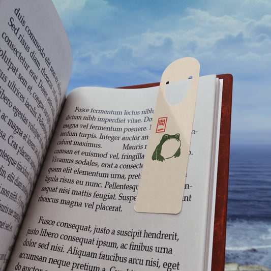 Japanese Frog Metal Bookmark Matsumoto Hoji Inspired Art Minimalist Ink Illustration Literary Gift for Book Lovers