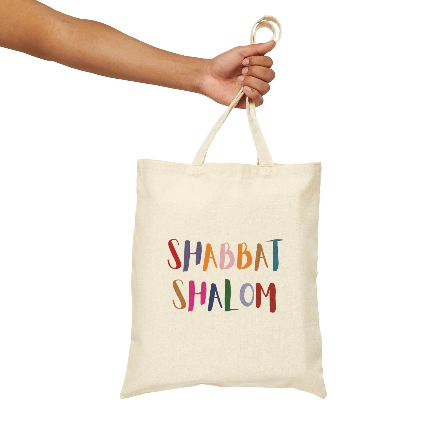 Jewish Shabbat Shalom Tote Bag, Torah Bible, Jewish Holiday, Judaica, Judaism, Hebrew Gift, Colorful Letters