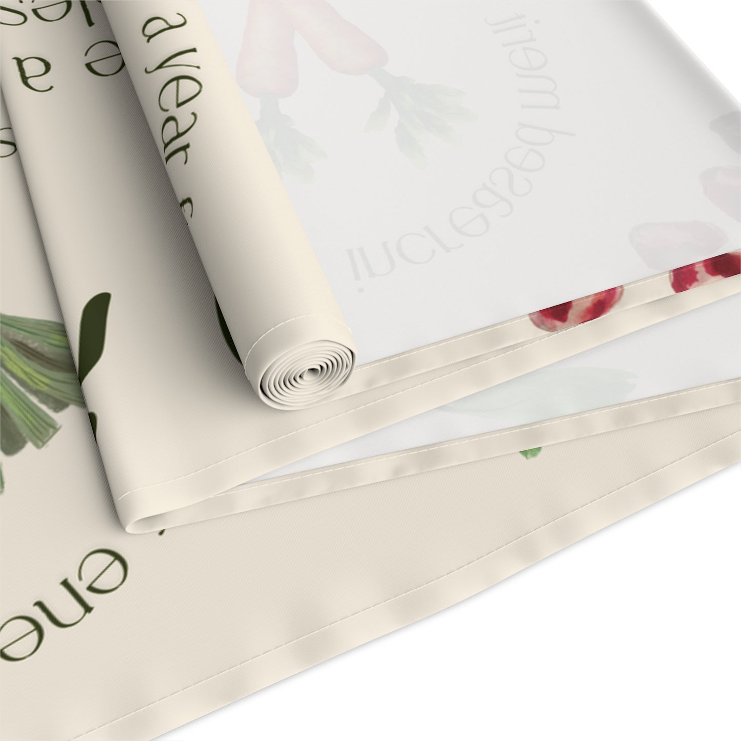 Table Runner -Cream Background-  Rosh Hashana Jewish Blessings Hebrew Gift, Jewish Holidays, Jewish Friend Gift, Cotton/Poly, Home Decor, Dining Room Decor,