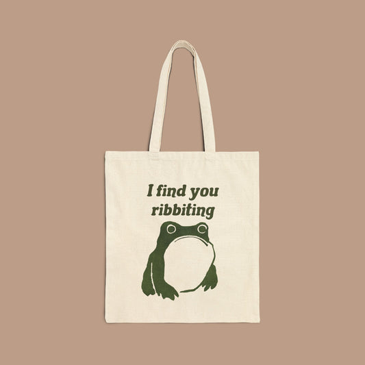 I Find You Ribbiting Frog Tote Bag | Wabi Sabi Illustration, Matsumoto Hoji Style