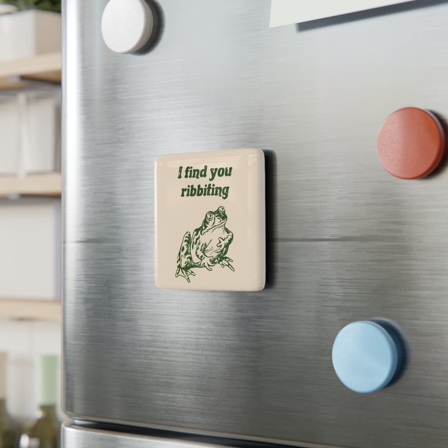 Vintage Toad "I find you ribbiting" Porcelain Magnet
