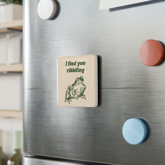 Vintage Toad "I find you ribbiting" Porcelain Magnet