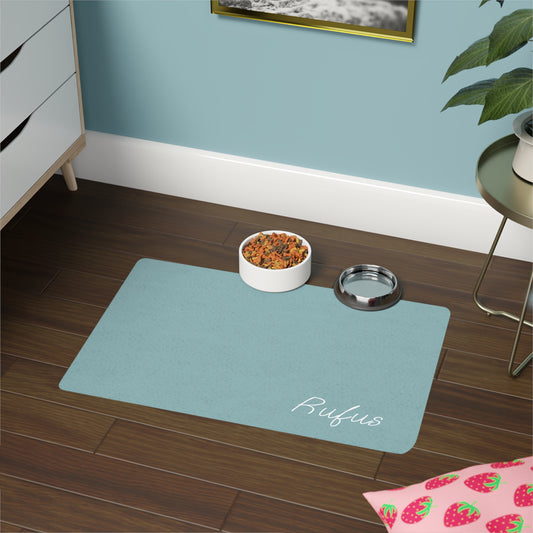 Non-Slip Pet Food Mat, Color-Matched, Personalized Name and Design for Dogs & Cats, Minimalist Aestetic, Custom Spaces, Pet Feed area