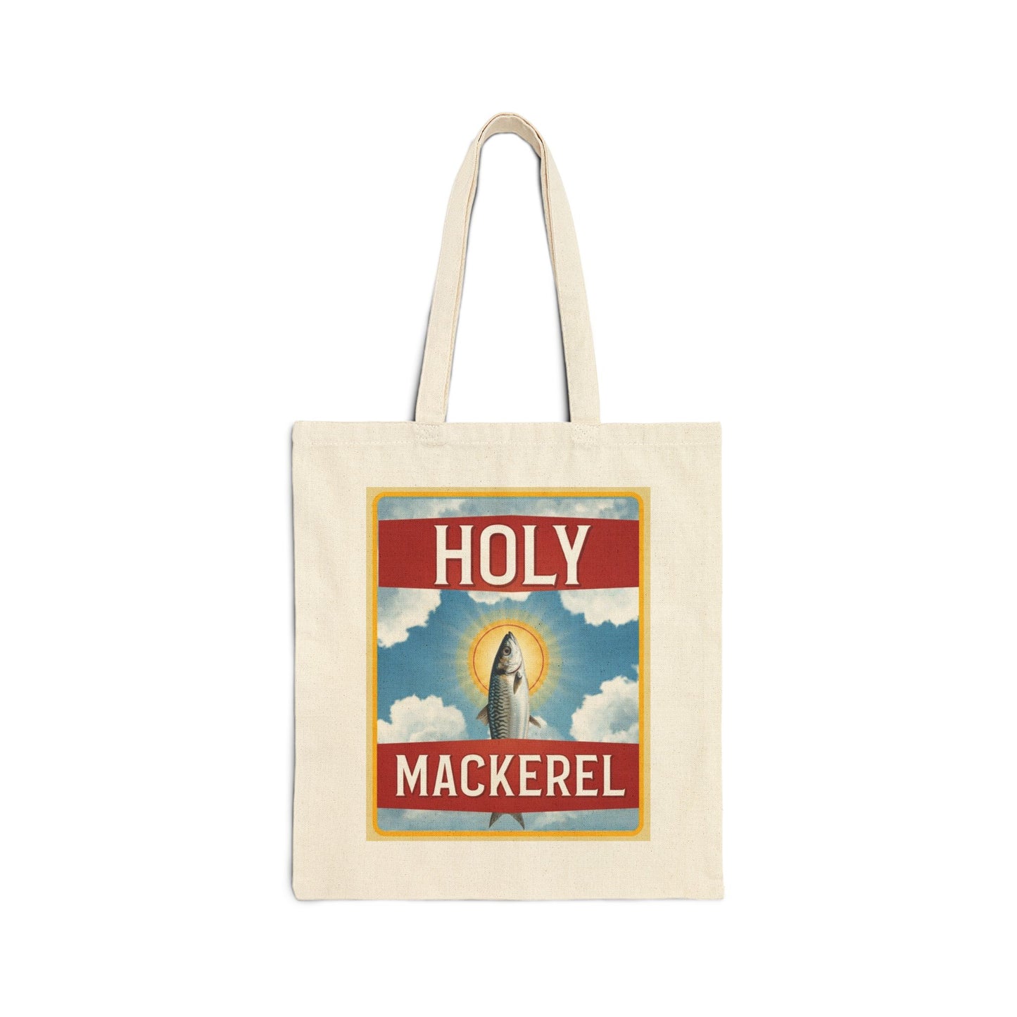 Holy Mackerel Cotton Canvas Tote Bag — Funny Pun Fishing Tote