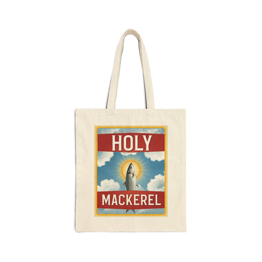 Holy Mackerel Cotton Canvas Tote Bag — Funny Pun Fishing Tote