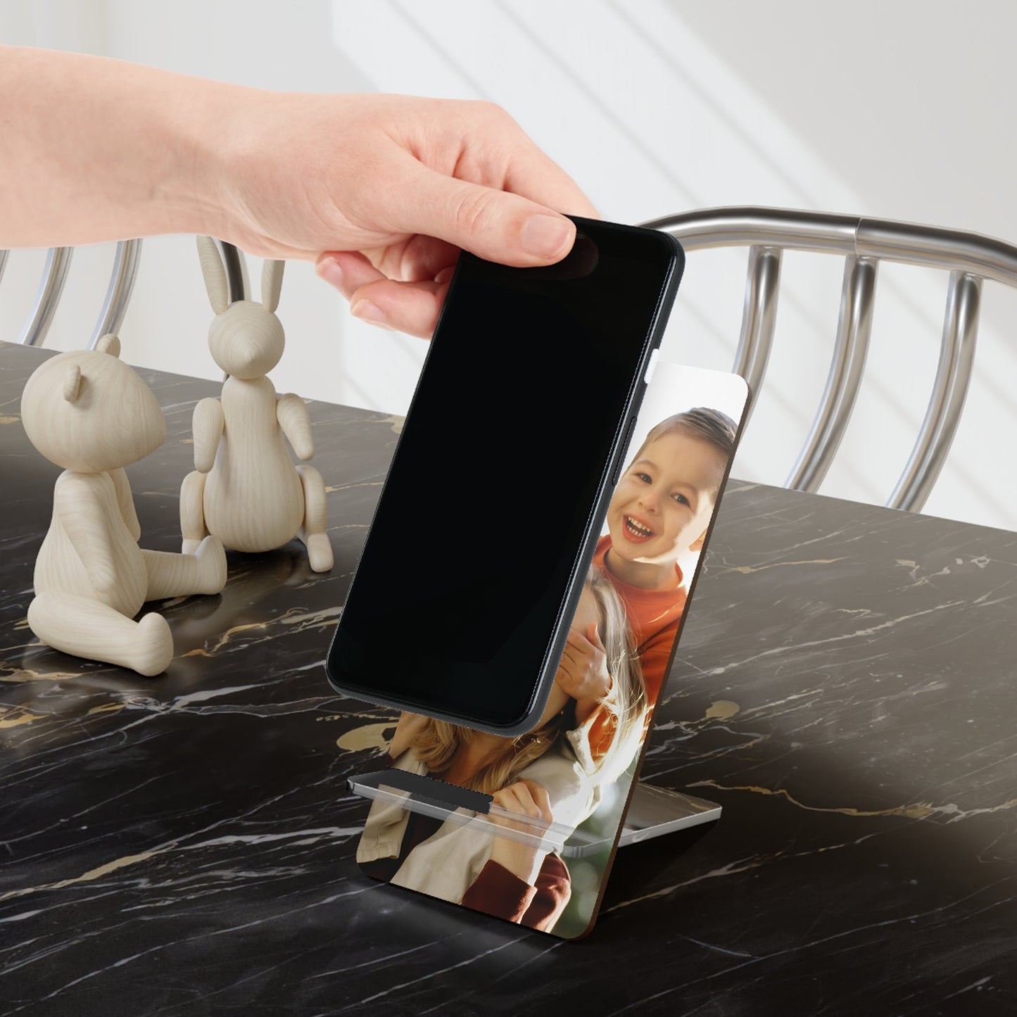 Custom Family Picture Phone Stand – Personalized Smartphone Display, Desk Organizer, Stocking Stuffer Gift under $10, Family Photo Mobile Display