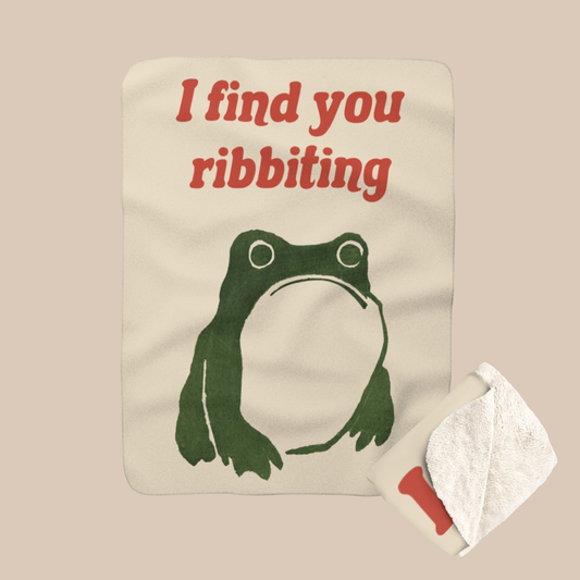 "I Find You Ribbiting" Matsumoto Hoji Frog Sherpa Fleece Blanket