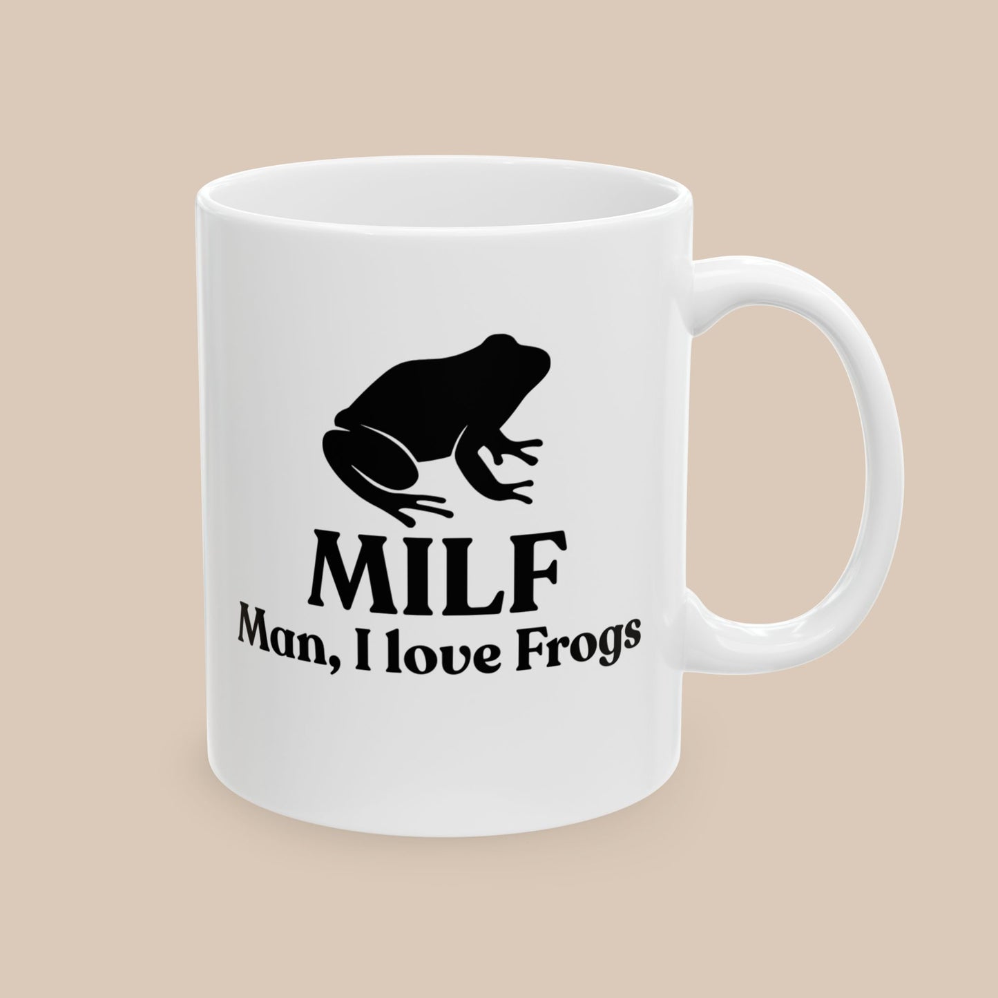 MILF Man I Love Frogs Mug | Funny Frog Lover Coffee Cup | Meme Humor Gift |Sarcastic Novelty Mug |Gift for Him or Her | Cute Amphibian Joke