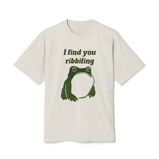 I Find You Ribbiting matsumoto hoji frog Unisex Heavy TShirt | Frog Pun Vintage Wabi Sabi|Japanese Frog |Valentines Day gift (Green)