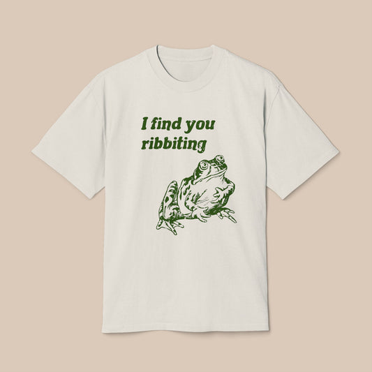 I Find You Ribbiting Frog Unisex Heavy TShirt Endearing Frog Pun Wabi Sabi Frog Humor Nature Lover Gift Valentines Day Gift (offcenter)