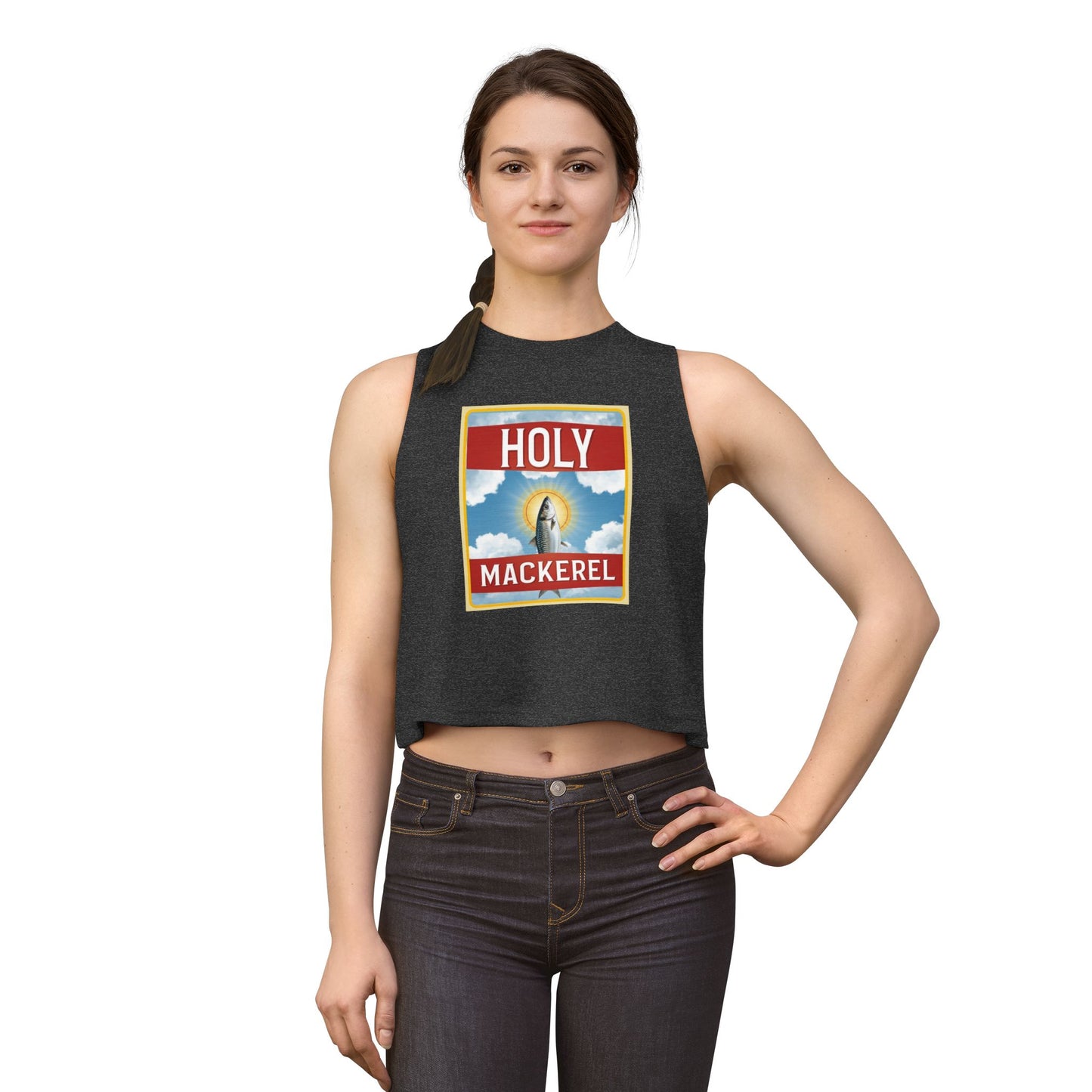 Holy Mackerel Graphic Crop Top — Playful Fish Pun Tee