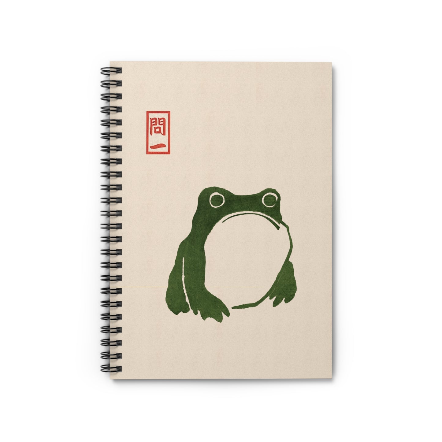 Japanese Frog Ruled Line Spiral Notebook Matsumoto Hoji Inspired Art Minimalist Ink Illustration Journal for Writers and Artists