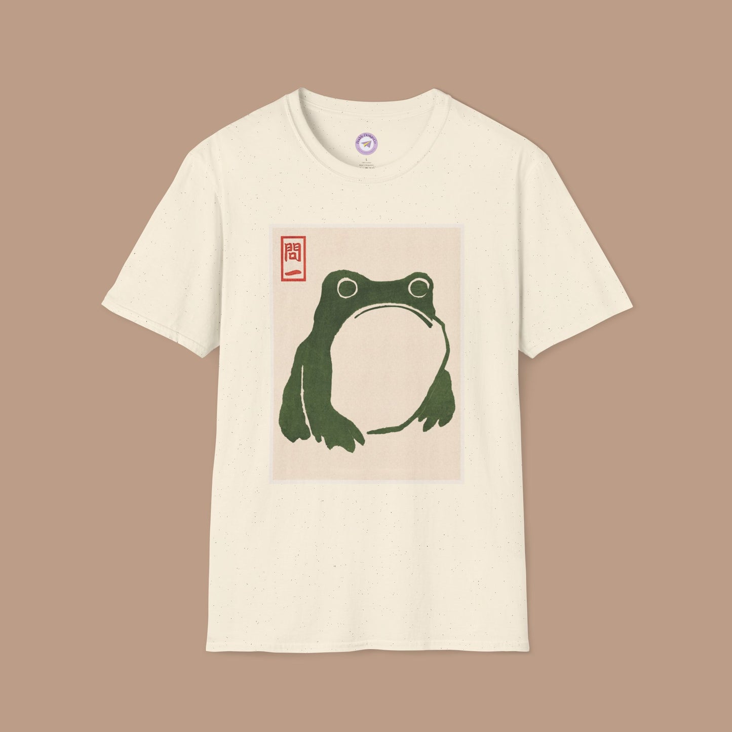 Unimpressed Frog Cotton Shirt- Japanese Matsumoto Hoji Frog, Vintage Style Art Shirt, Grumpy Toad, Wabi Sabi Shirt