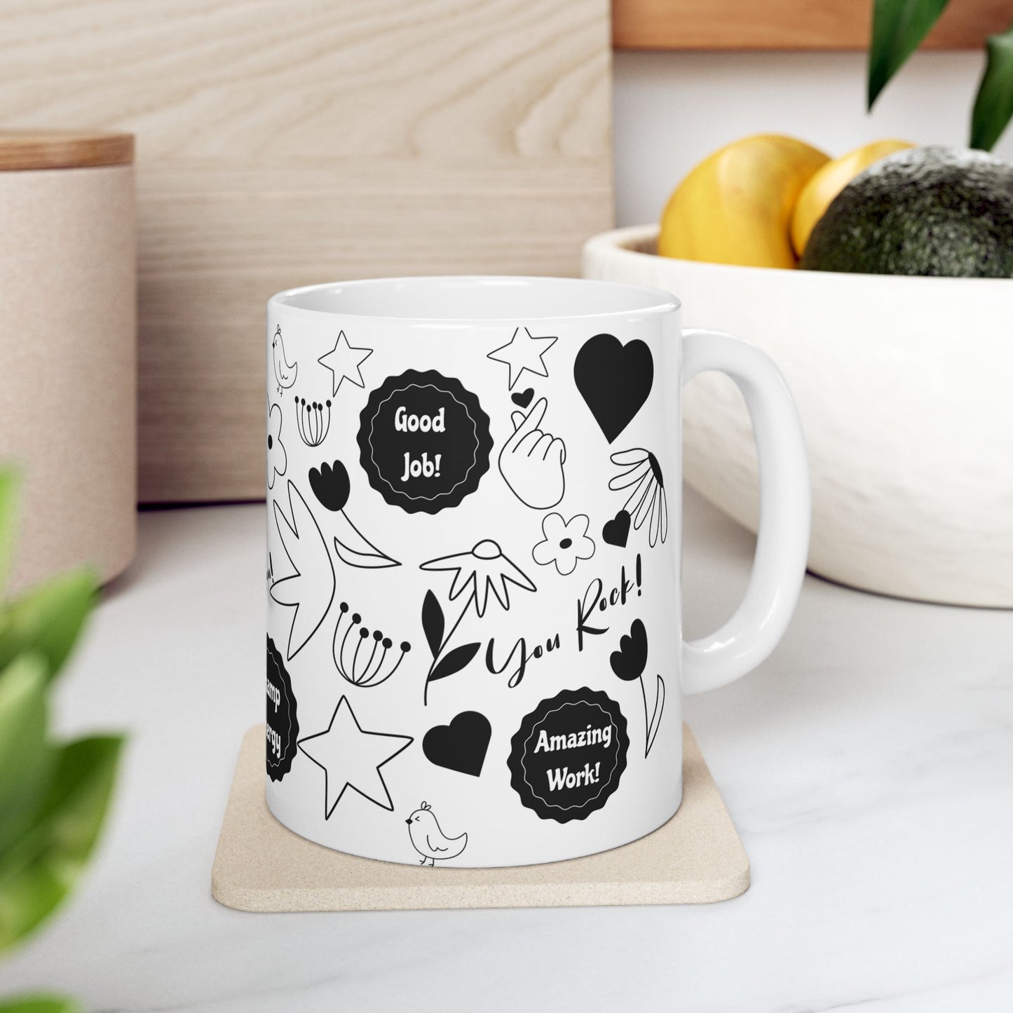 Motivational Doodle Mug, Daily Affirmations Mug, Positivity Mug, Gift For Best Friend, Motivational Mug, Gift For Mom, Gift For Her, Birthday Gift For Best Friend