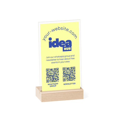 Personalized Business Acrylic Sign Stand | 2 QR Codes | Custom Design