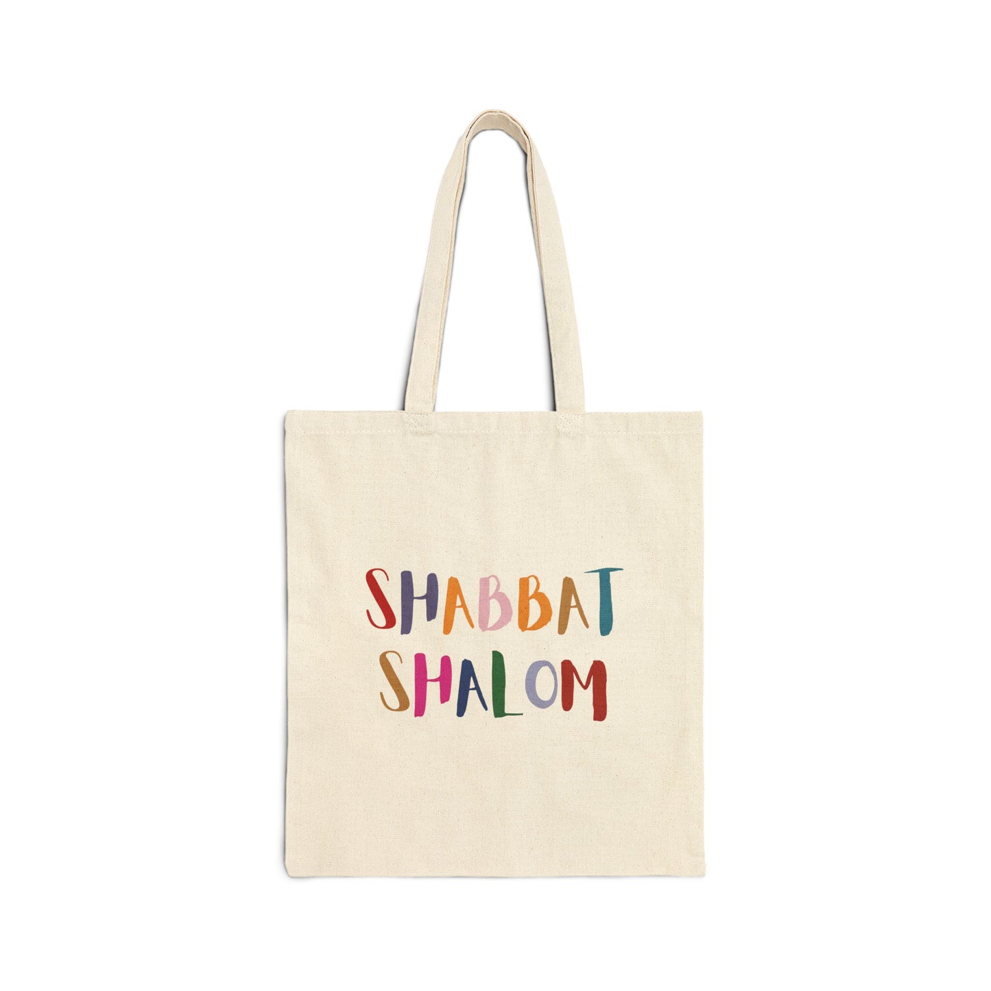 Jewish Shabbat Shalom Tote Bag, Torah Bible, Jewish Holiday, Judaica, Judaism, Hebrew Gift, Colorful Letters