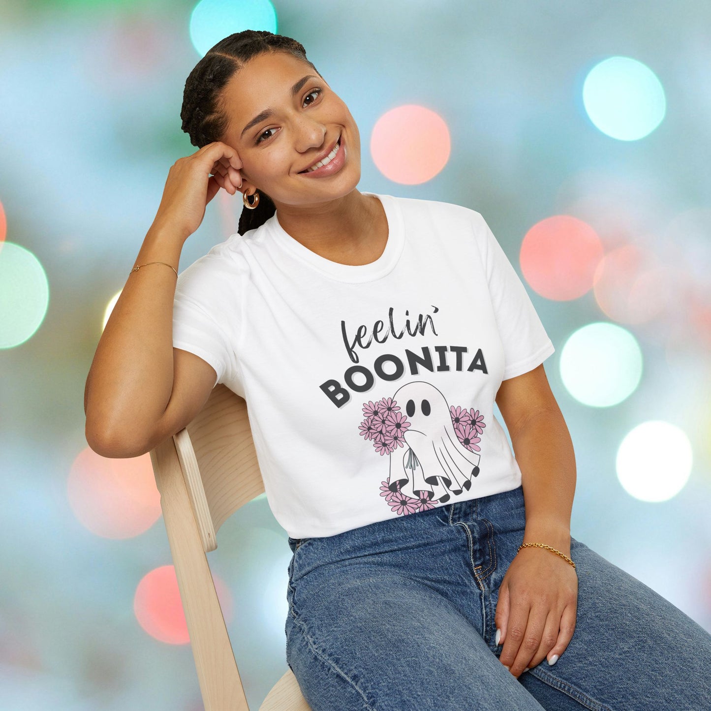 Feelin Boonita, Funny Ghost Shirt, Retro Ghost, Halloween, Softstyle T-Shirt, TikTok Meme Vibes, Unisex Halloween Tshirts, Halloween Outfit