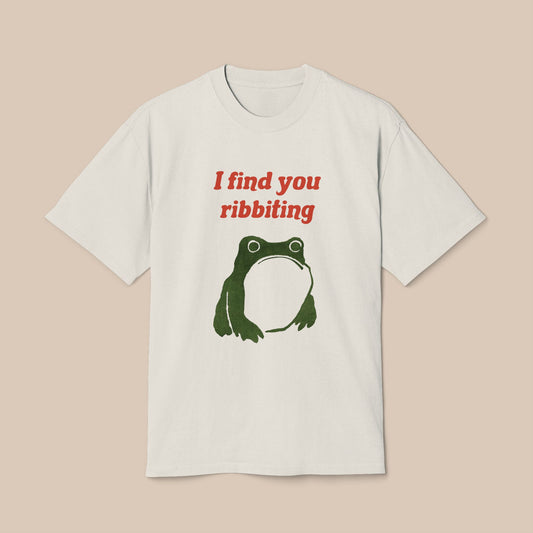I Find You Ribbiting matsumoto hoji frog Unisex Heavy TShirt | Frog Pun Vintage Wabi Sabi|Japanese Frog |Valentines Day gift (Red, Green)