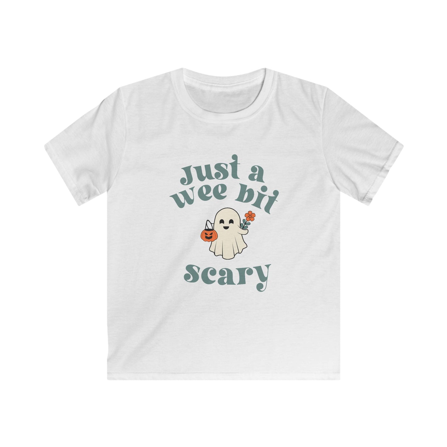 Just a Wee Bit Scary, Kids Halloween T-Shirt , Adorable retro Ghost Design, boys tshirt, girls tshirt, Spooky Children's Apparel