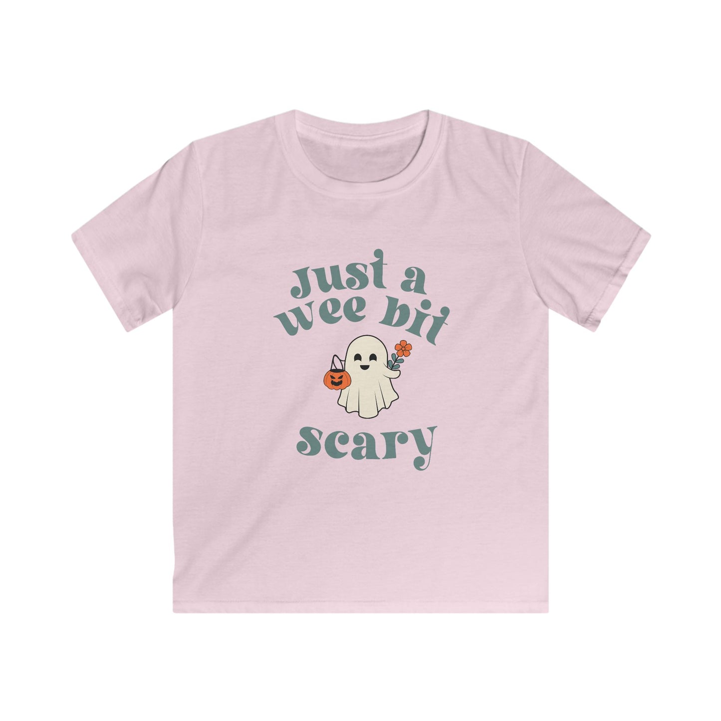 Just a Wee Bit Scary, Kids Halloween T-Shirt , Adorable retro Ghost Design, boys tshirt, girls tshirt, Spooky Children's Apparel