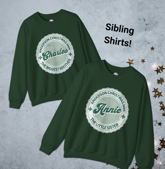 Family Christmas Name Sweatshirt, Personalized Family Christmas Sweatshirt,Family Emblem Sweatshirt, Custom Christmas Sweatshirt with Name