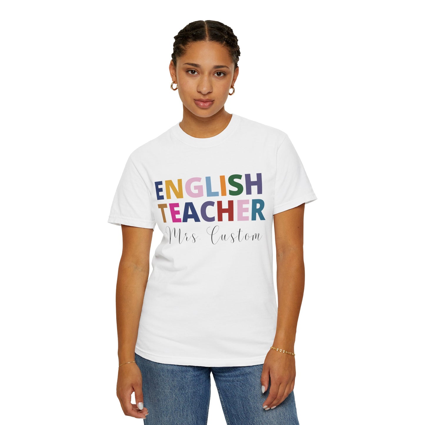 Custom Name Rainbow Text History Teacher Tee, Personalized Christmas Gift, Social Studies Teacher from class, gift from student