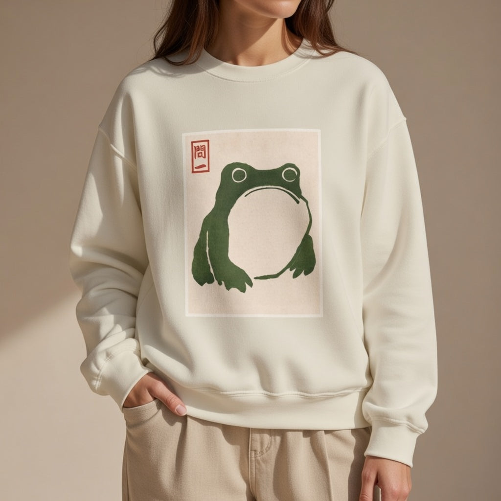 Unimpressed Frog Organic Sweatshirt- Japanese Matsumoto Hoji