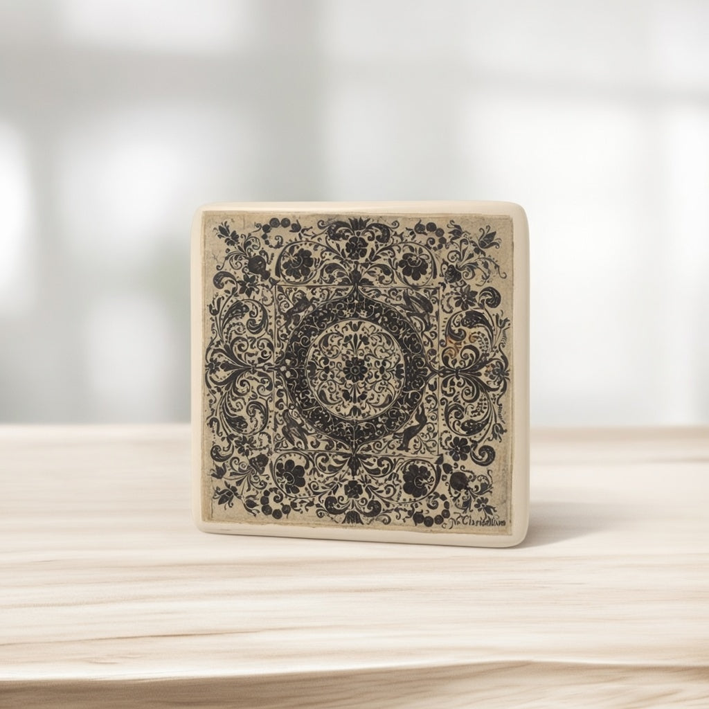Porcelain Art Magnet | Goldsmiths Ornament in Square | 17th Century French Art